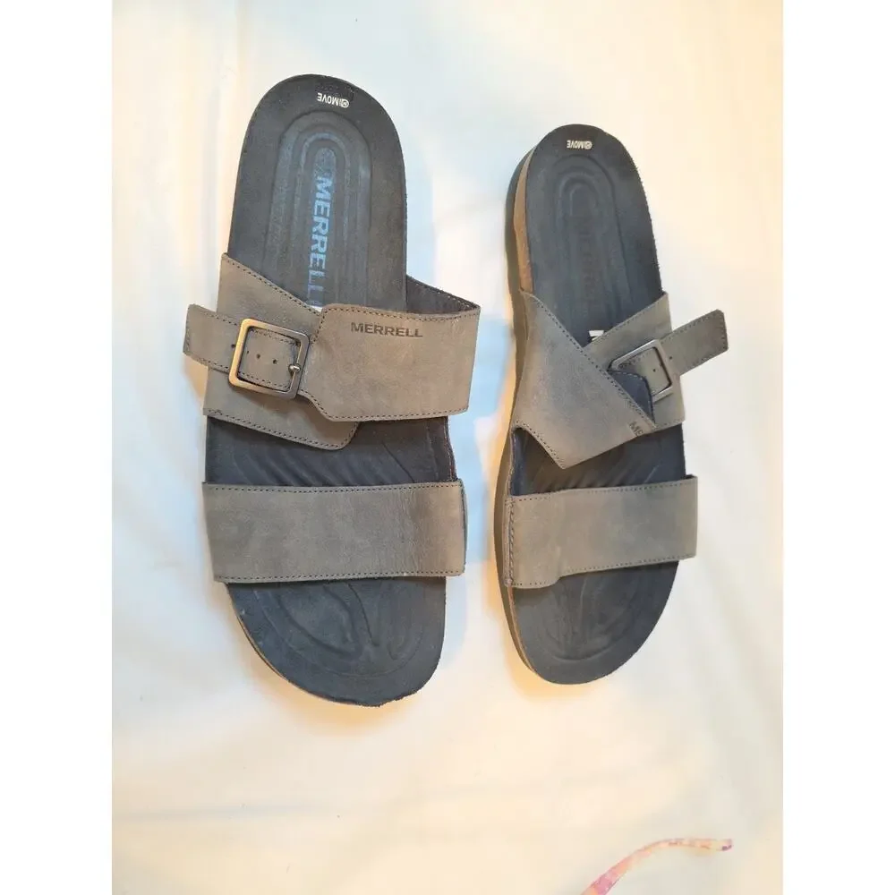 Merrell Mens Size 14 Granite Nubuck Leather Sandals Slides